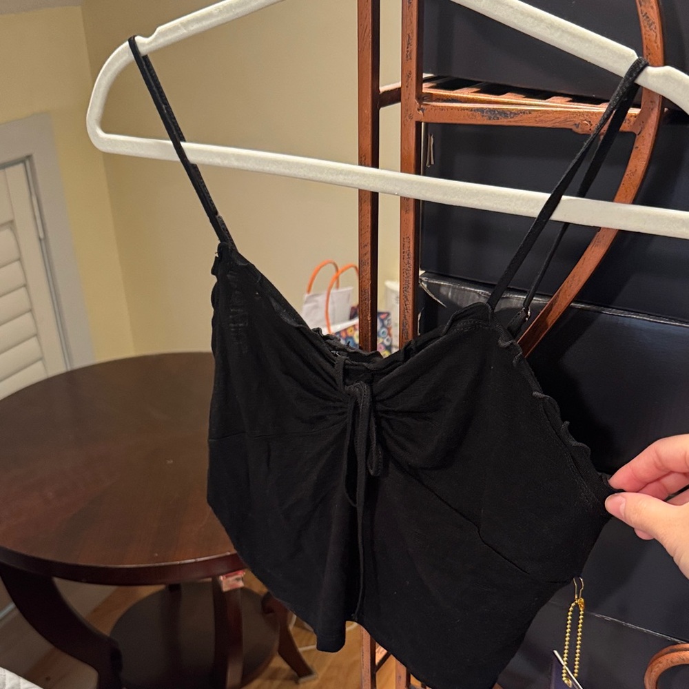 Black Drawstring Cami Tank Top - Women
